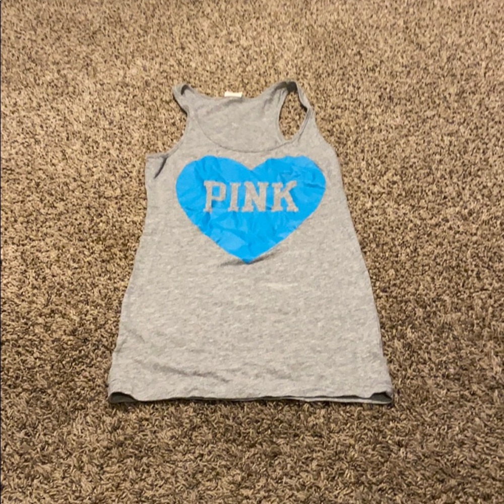 Gray and blue love pink tank